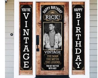 40th Birthday Banner 50th 60th Birthday Banner The Man The Myth The Legend Vintage Edition for Front Door with Photo