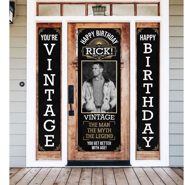 40th Birthday Banner 50th 60th Birthday Banner The Man The Myth The Legend Vintage Edition for Front Door with Photo