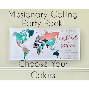 Missionary Map - Digital Download - Missionary Calling Party Pack - Called to Serve Map Banner - Personalisiert - Wählen Sie Farben