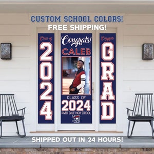 Graduation Banner 2024 With Pictures Class of 2024. High School or College University for Graduation Door Banner for Front Door or Porch