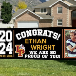 Graduation Banner 2024 - Graduation Banner Class of 2024 for High School, College or University with Pictures