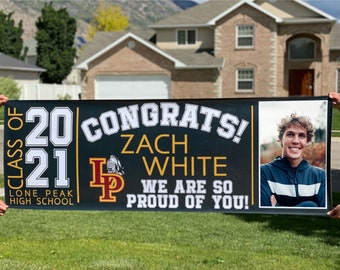 Graduation Sign Personalize Graduation Banner 2021 Class of 2021 Graduation Photo Banner Custom College Banner College Graduation Banner