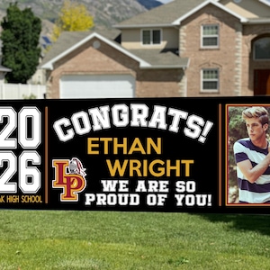 Personalized Graduation Banner, Class of 2026, Photo Banner, Congrats Grad, Custom High School Sign