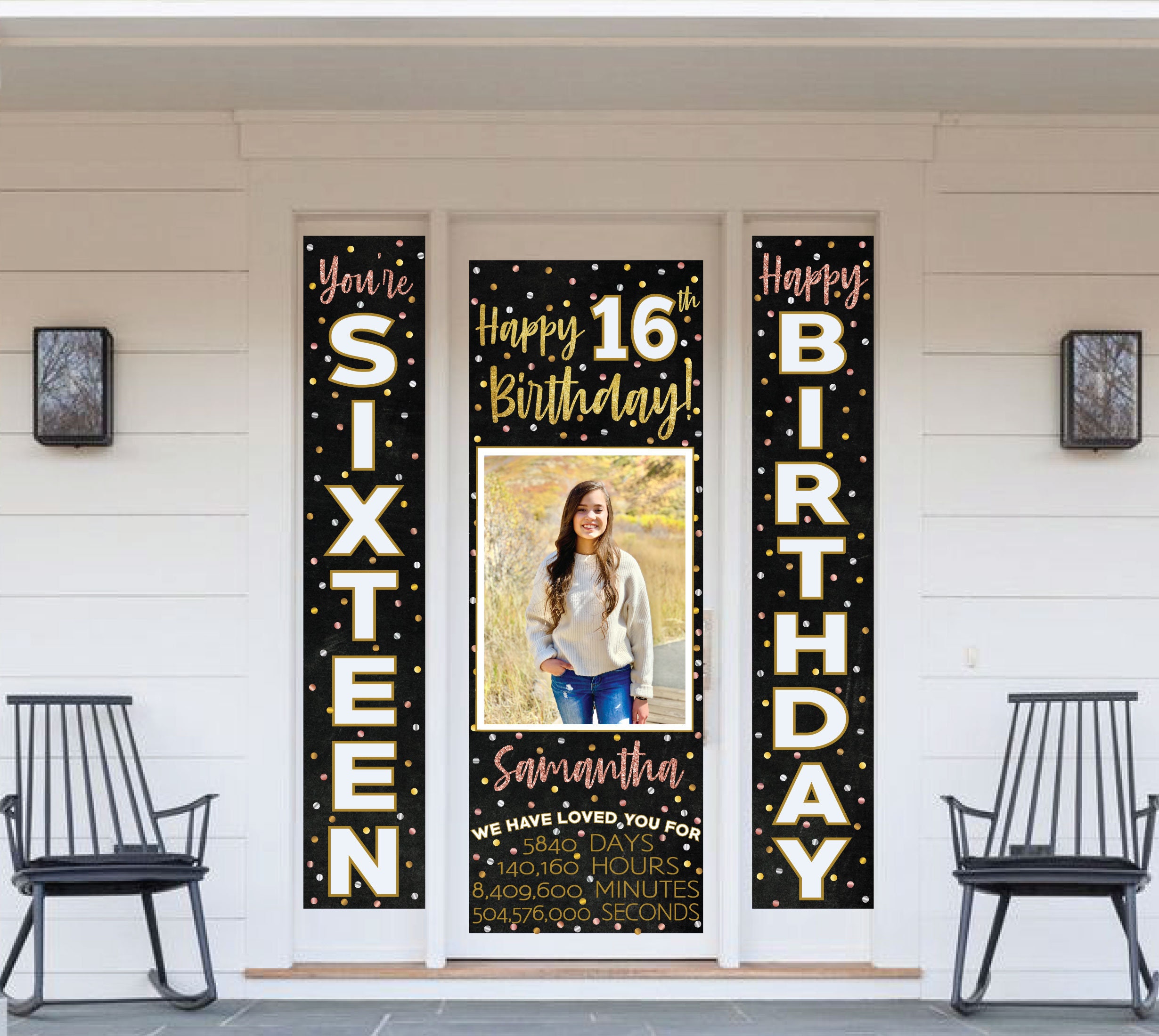 Birthday Banner for Front Door Rose Gold Birthday Banner | Etsy