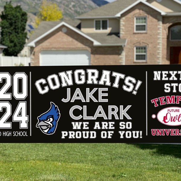 Graduation Banner 2024, Grad Banner Class of 2024 for High School, Next Stop University College Signs