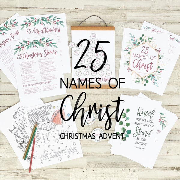 25 Names of Christ Christmas Printable Advent Calendar Instant Download - Christ Centered Christmas