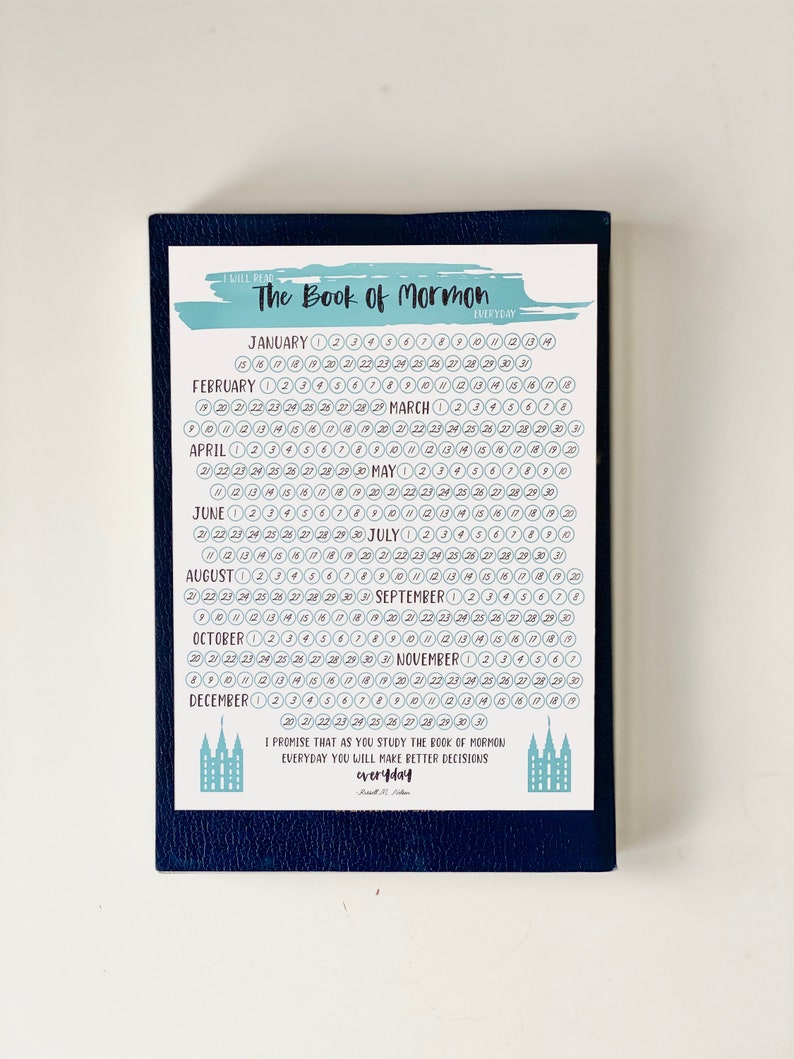 Daily Book of Mormon Reading Chart Instant Download | Etsy