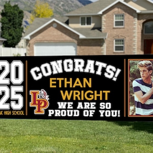 Graduation Banner 2025 - Graduation Banner Class of 2025 for High School, College or University with Pictures