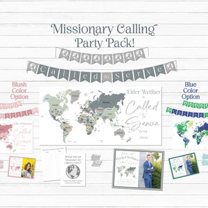 Missionary Map - Missionary Calling Party Pack - Called to Serve Map Banner - Personalized - Choose Colors