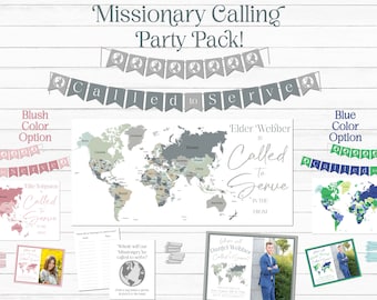 Missionary Map - Missionary Calling Party Pack - Called to Serve Map Banner - Personalized - Choose Colors