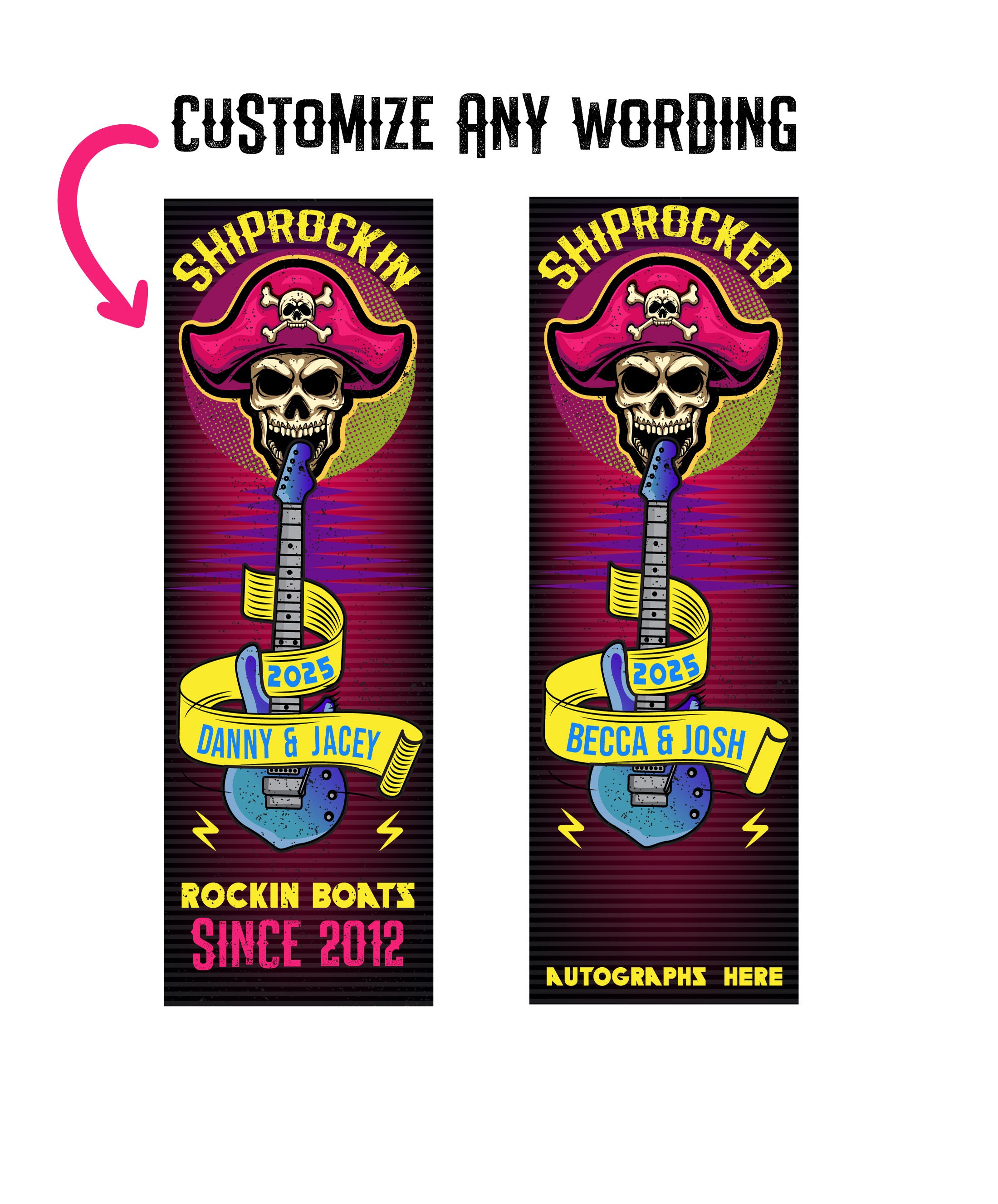 80s Hard Rock Cruise Door Banner - Shiprocked Skull Guitar Decor - Etsy