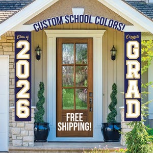 Custom Graduation Banner, Class of 2026, School Colors, Graduation Porch Sign