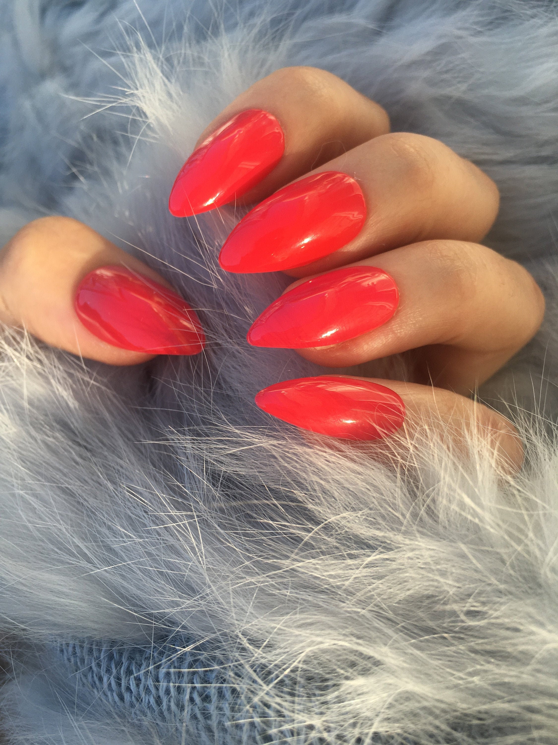 Red Stiletto Press On Nails Red Nails Short Etsy New Zealand