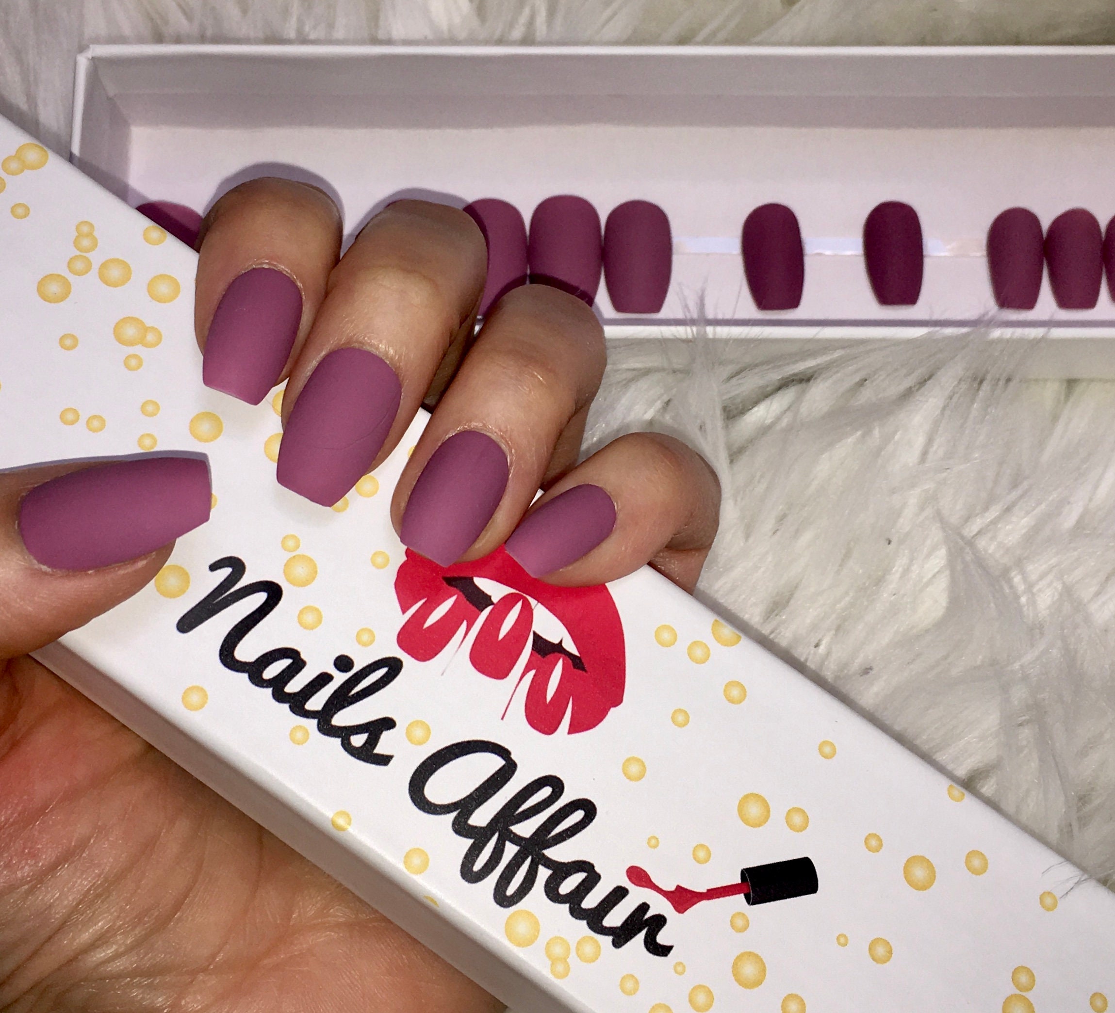 Luxury Nails Matte Mauve Press Ons Short Coffin Etsy