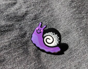 Ace Asexual Pride Snail Pin --- (handmade, brooch, jewelry, jewellery, badge, shrink plastic, animal pin, pride flag)