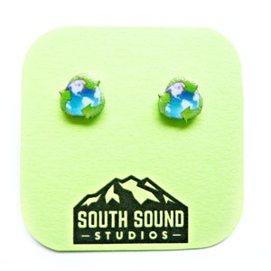 Recycle Symbol Earth Stud Earrings