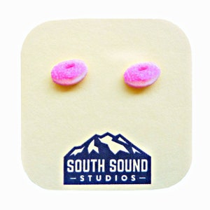 Pink Frosted Donut Stud Earrings