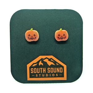 Jack-O-Lantern Pumpkin Halloween Stud Earrings
