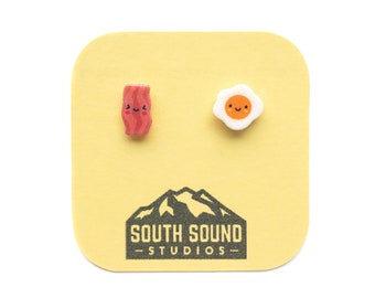 Bacon and Eggs Stud Earrings