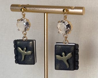 Handmade Polymer Clay Dragon Earrings, Clay Earrings, Fall Accessories, Dragon Jewelry, Bookish Earrings, Dragon Books, Wyvern Earrings
