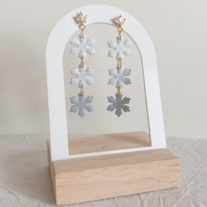 Handmade Christmas Snowflake Earrings, Winter Earrings, Clay Earrings, Christmas Jewelry, Holiday Earrings, Simple Christmas Earrings