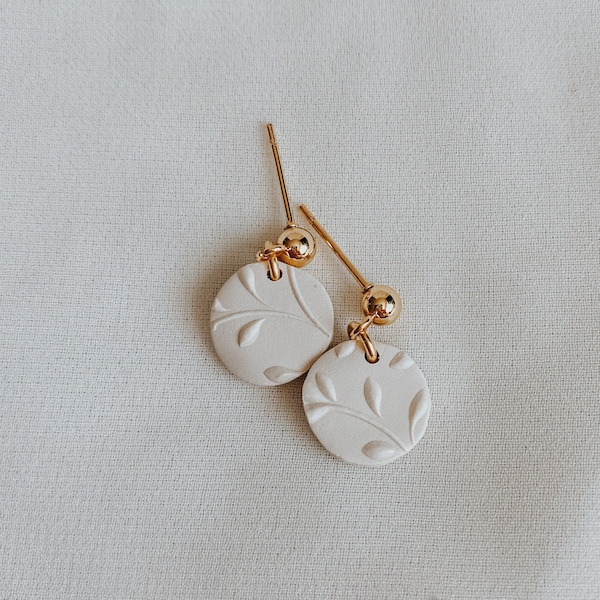 Briar | Spring Clay Earrings, Neutral Floral Jewelry, Delicate Lightweight Earrings, Simple Accessories