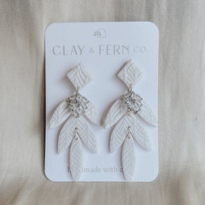 Calla | Handmade Polymer Clay Wedding Earrings | Silver Bridal Jewelry | Boho Bride Style | Statement Earrings