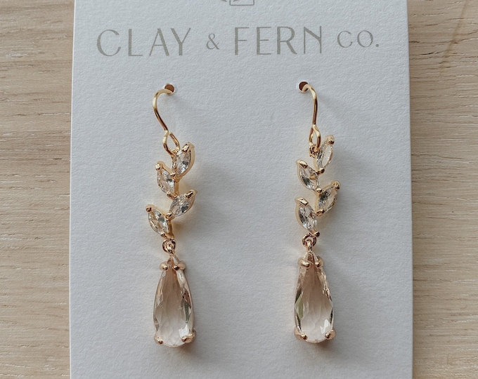 Willow | Handmade Gold Jewelry, Bride Accessories, Bride Earrings, Gold Filled Earrings, Wedding Statement Earrings, Floral Bridal Earrings