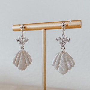 Silver Clay Earrings, Pearl Earrings, Clay Earrings, Silver Jewelry, Spring Earrings, Valentines Jewelry, Clay Earrings, Handmade Earrings