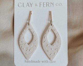 Spring Clay Earrings, Summer Earrings, Statement Earrings, Floral Earrings, Gold Earrings, Clay Earrings, Handmade Gifts, Simple Earrings