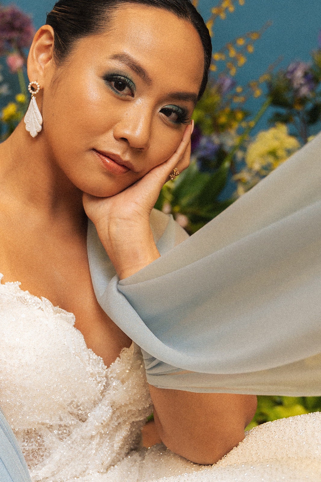 Camellia Polymer Clay Bridal Earrings