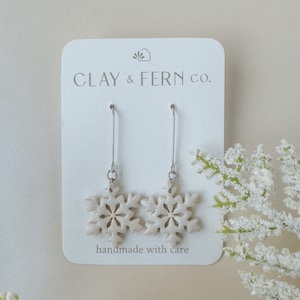 Snowflake Earrings, Winter Earrings, Winter Clay Earrings, Christmas Earrings, Holiday Earrings, Clay Jewelry, Handmade Gold/Silver Earrings