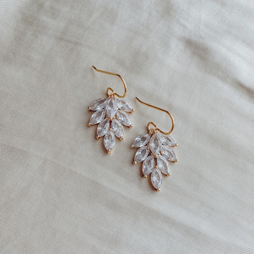 Holly | Handmade Gold Filled Cubic Zirconia Wedding Earrings | Gold Bridal Accessories | Bride Jewelry Set