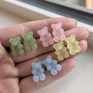 Set of 4 Sugar coated gummy bear earrings | Handmade Resin Gummy Bear Earrings | Cute Jewelry for Candy Lover | Gummy Bear-Inspired Earrings