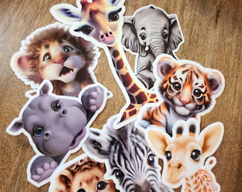 Safari Stickers Set for Scrapbooks, Planners, Invitations, Gift Bags, Laptops, Water Bottles, Home Decor and Other Smooth Surfaces