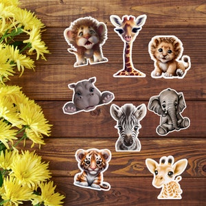 Safari Stickers Set for Scrapbooks, Planners, Invitations, Gift Bags, Laptops, Water Bottles, Home Decor and Other Smooth Surfaces image 2