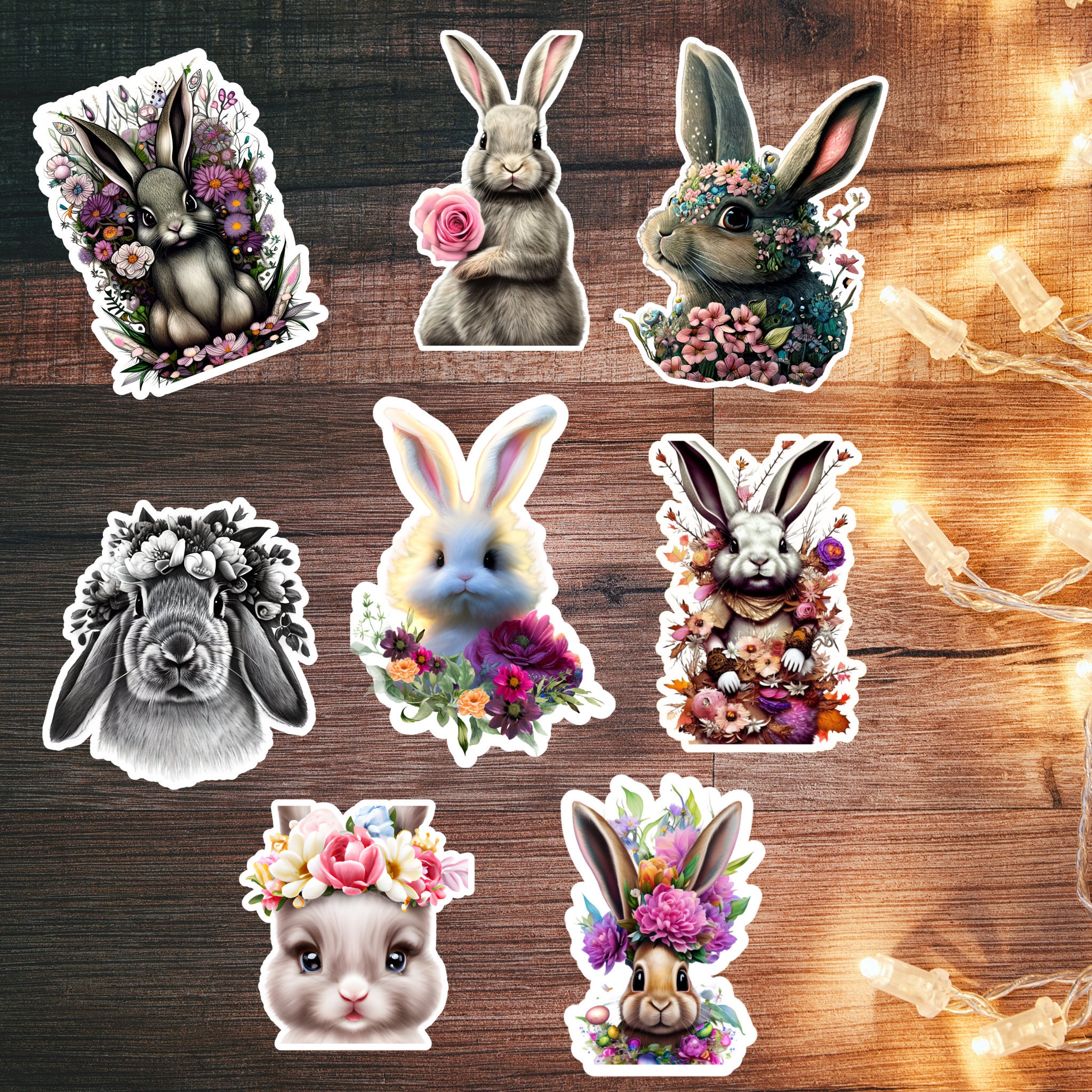 Bunny Rabbit Sticker Set Set of 8 Vinyl Die-cut Stickers - Etsy