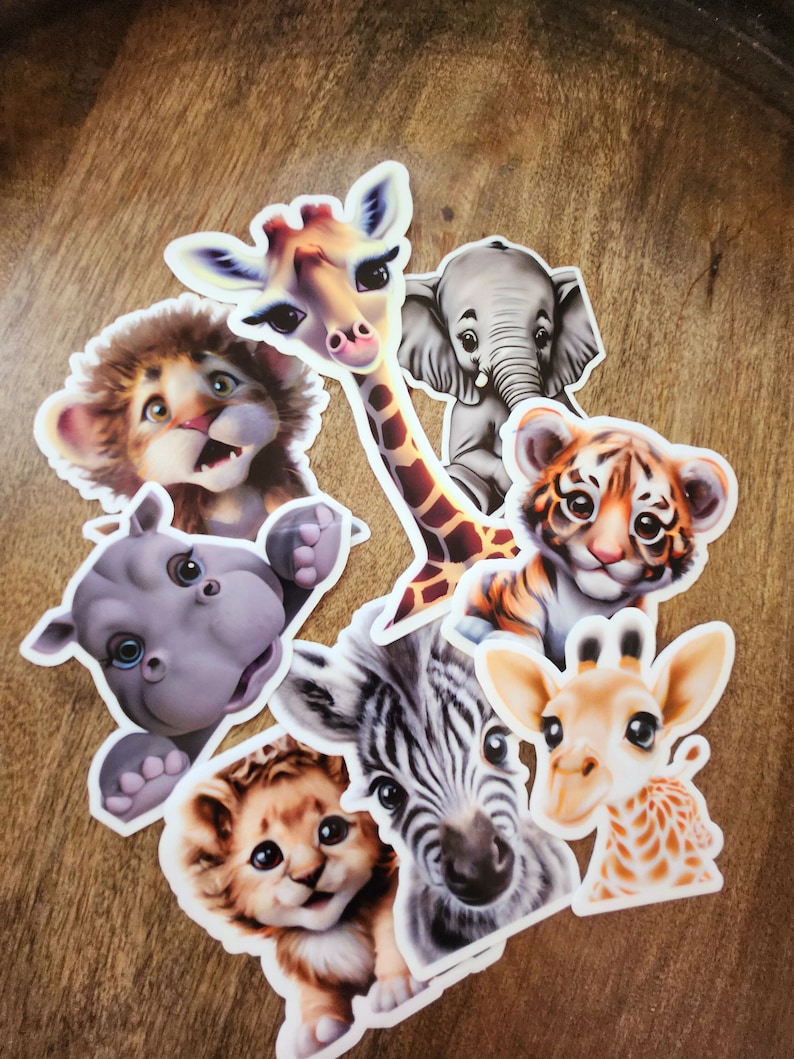 Safari Stickers Set for Scrapbooks, Planners, Invitations, Gift Bags, Laptops, Water Bottles, Home Decor and Other Smooth Surfaces image 1