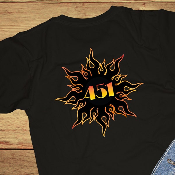 Fahrenheit 451 T-shirt, Ray Bradbury, Dystopia, Book Burning, Science Fiction, Guy Montag