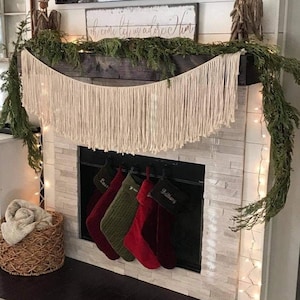 Macrame Garland: Beige Cotton Bunting, Rustic Farmhouse Decor