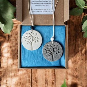 Stone effect clay tag oil diffusers / Clay and lava stone tag diffuser / reusable wardrobe freshener / tree of life / Housewarming gift