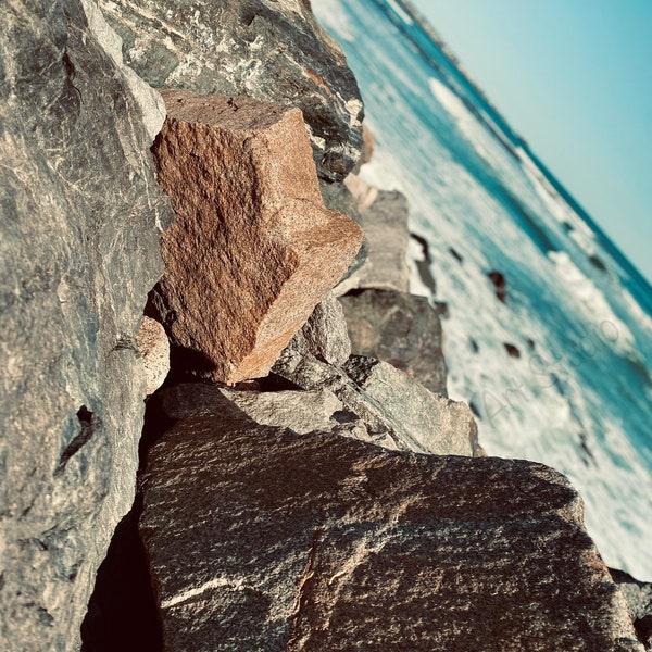 Photography, Stone Wall, Blue, York Beach Maine; Digital (printable) Image Download