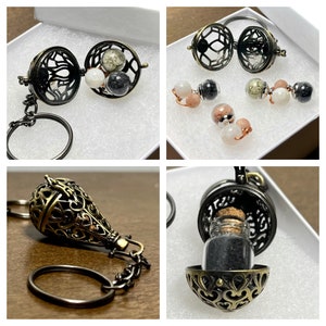 Keychains for Protection/Love/Luck with beads of Moonstone & Witches Red/Green/ Black Salt Spell Charms inside