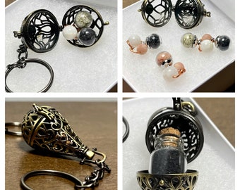 Keychains for Protection/Love/Luck with beads of Moonstone & Witches Red/Green/ Black Salt Spell Charms inside
