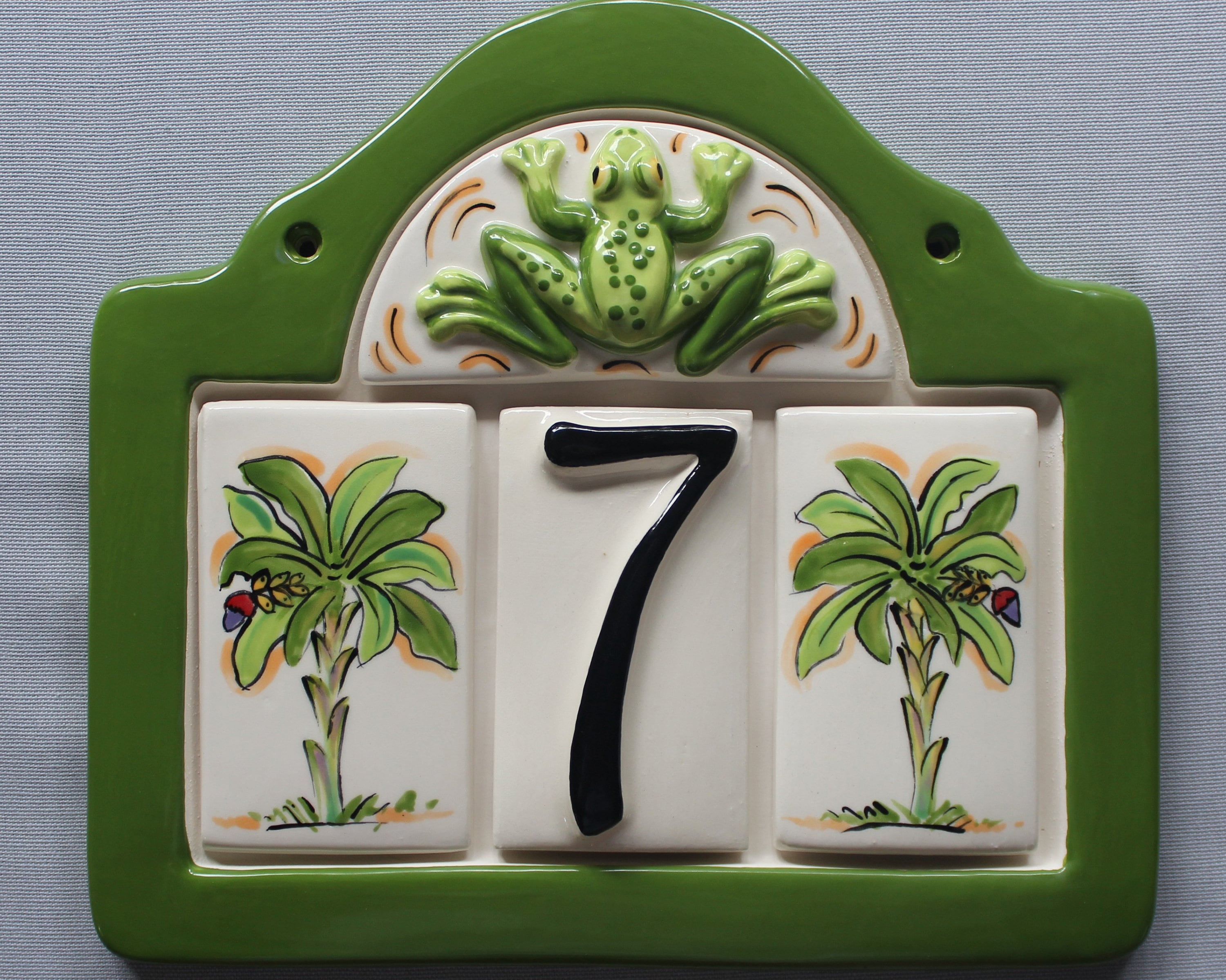 Frog Address Plaque with 1 Number Custom painted ceramic Etsy