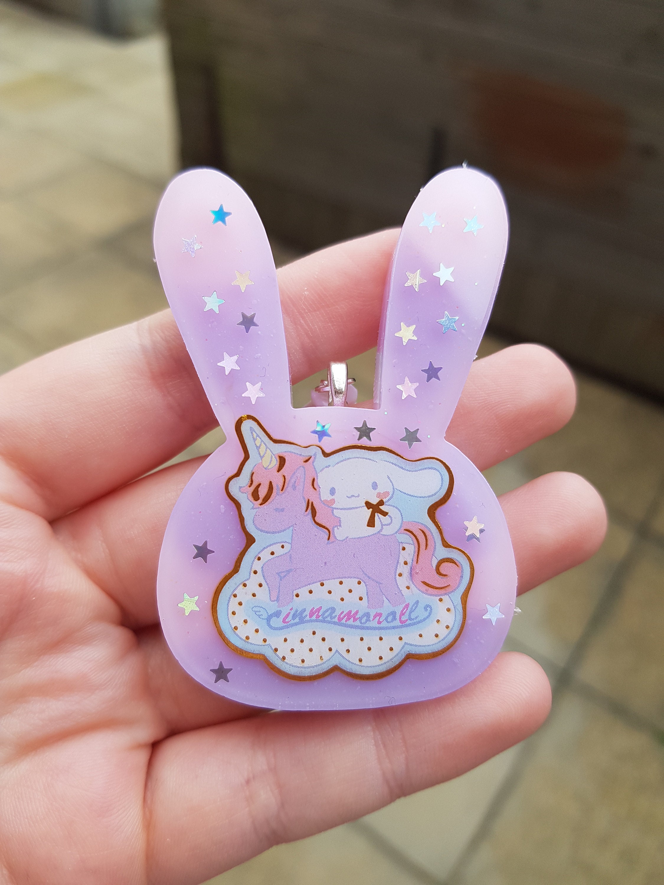Cinnamon Roll Purple & Pink Bunny Keyring Resin Charm Etsy