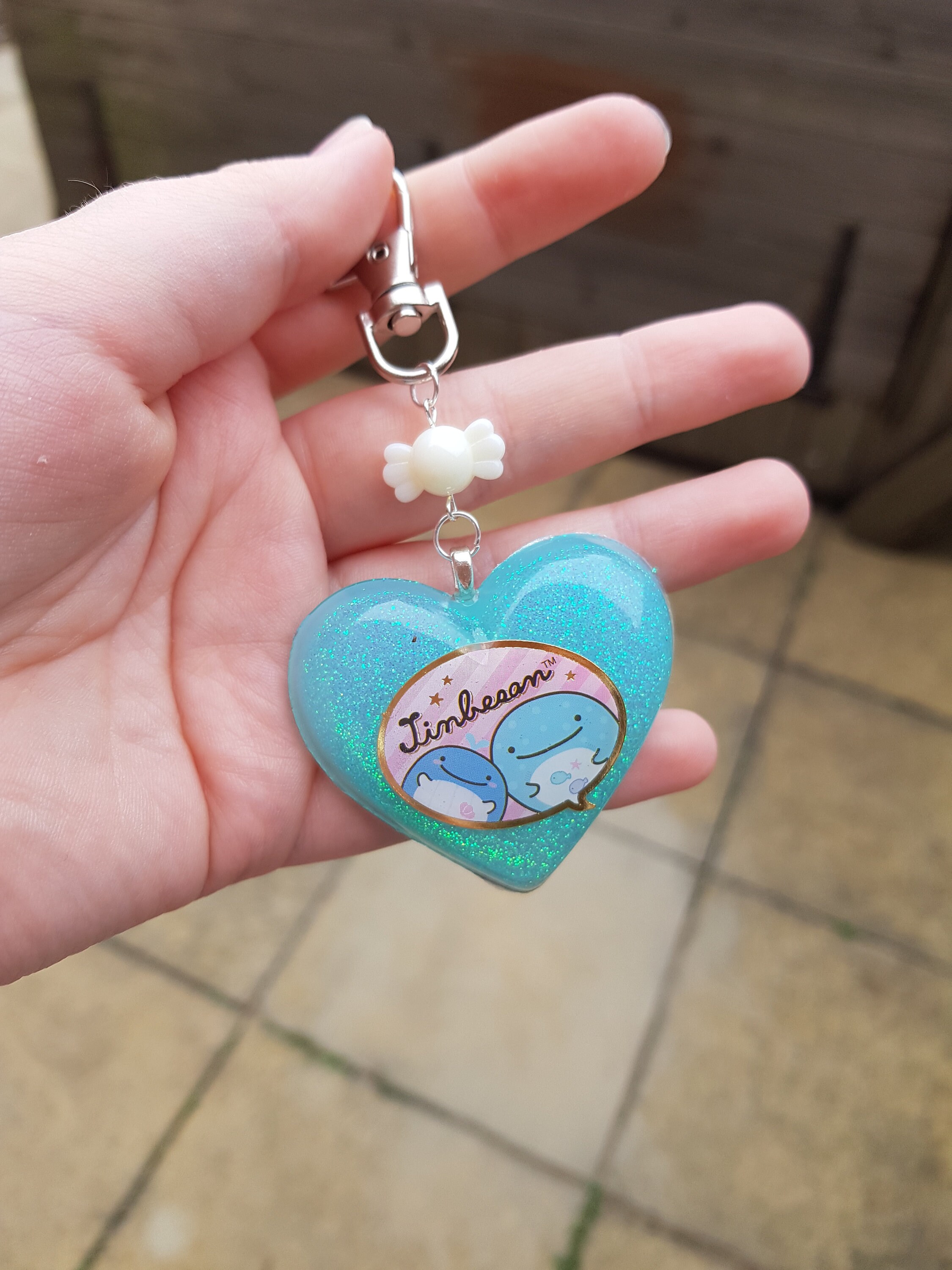 Whale Shark Blue Heart Keyring Resin Charm Etsy