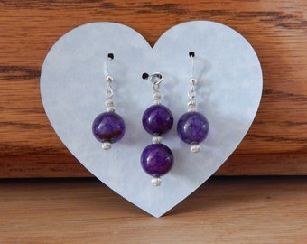 Dragon Vein Agate Earrings and Pendant set - by Aradia Designs
