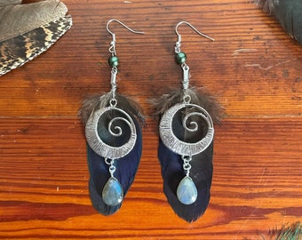 Peacock Feather Earrings | *CARINA* | Handmade | Cruelty Free | Unique