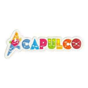 Parche de viaje con el letrero de Acapulco, vacaciones en la isla mexicana de Acapulco, bordado termoadhesivo.